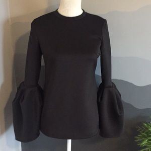 Fab couture look black top with dramatic sleeves.